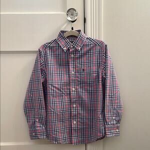 Izod Pink and Blue Plaid Long Sleeve Button-Up Shirt Boys Size 8